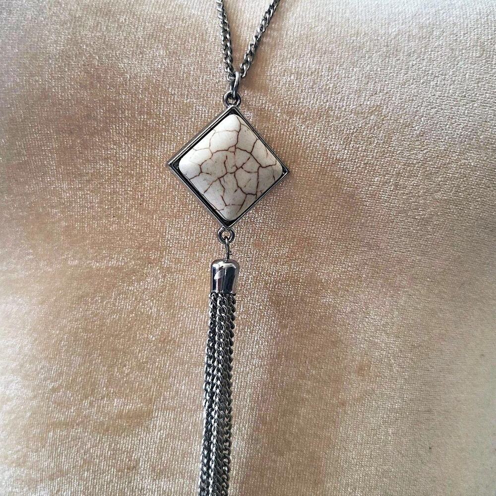Long silver snake chain necklace
